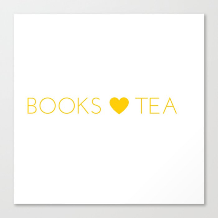 Books Love Tea Yellow Lettering with Yellow Heart Canvas Print