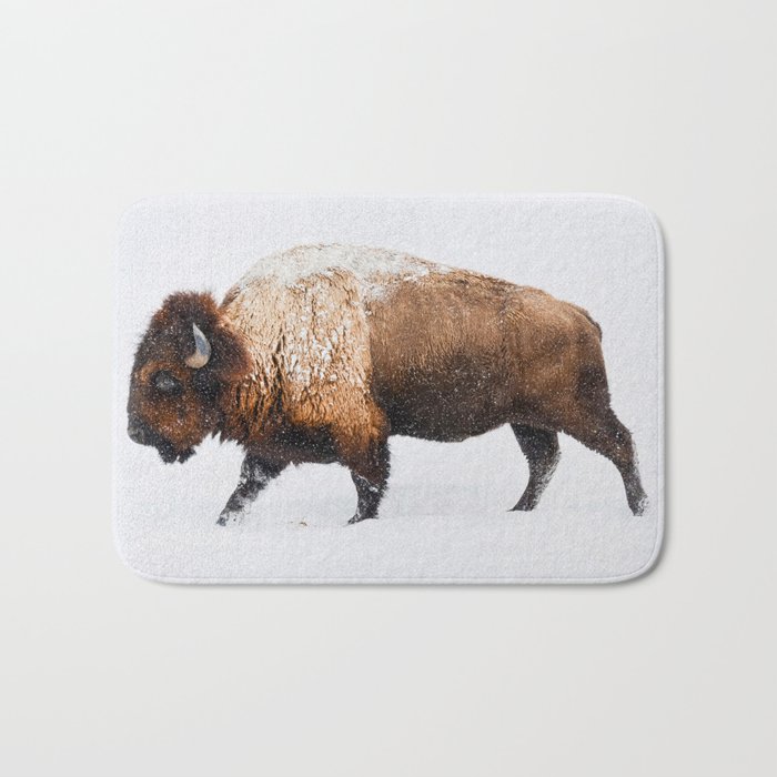 Buffalo In The Snow Bath Mat