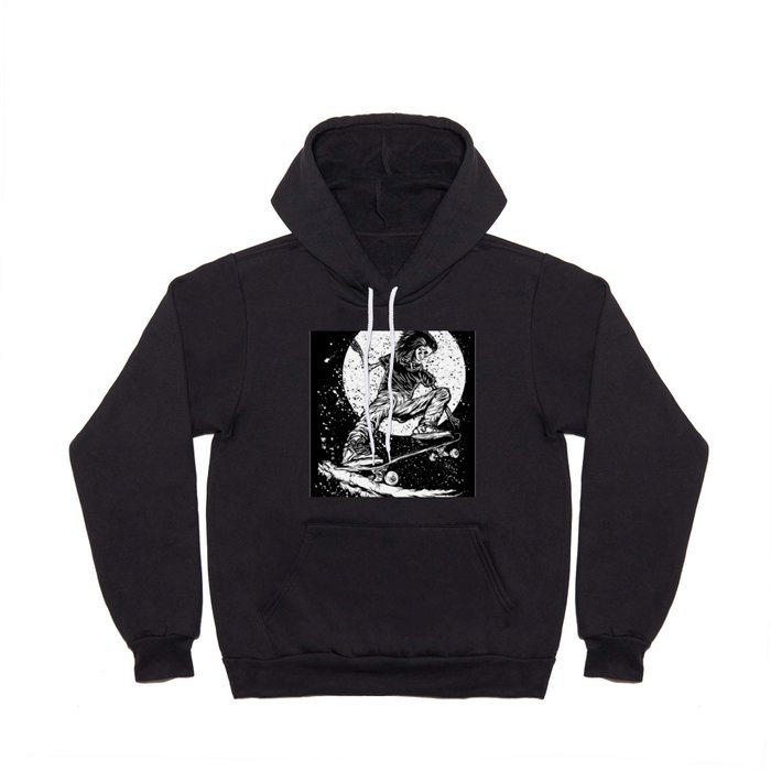 Skateboard Skeleton in The Night Hoody