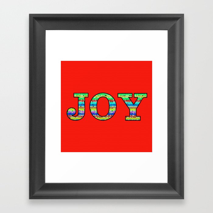 Joy Word Art Red Framed Art Print