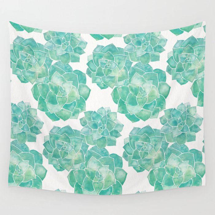 Rosette Succulents – Mint Palette Wall Tapestry