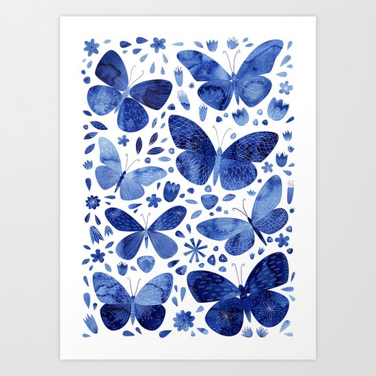 Blue Butterflies Art Print