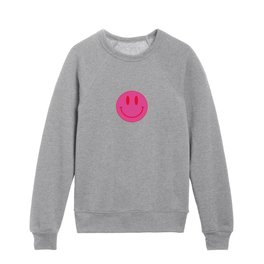 Large Pink and Red Vsco Smiley Face Pattern - Preppy Aesthetic Kids Crewneck