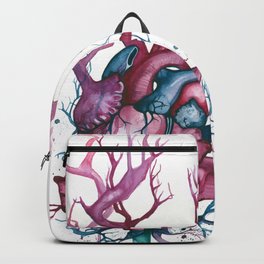 Sanguine Backpack | Surrealism, Painting, Rose, Heart, Vains, Watercolor, Vines, Tree 