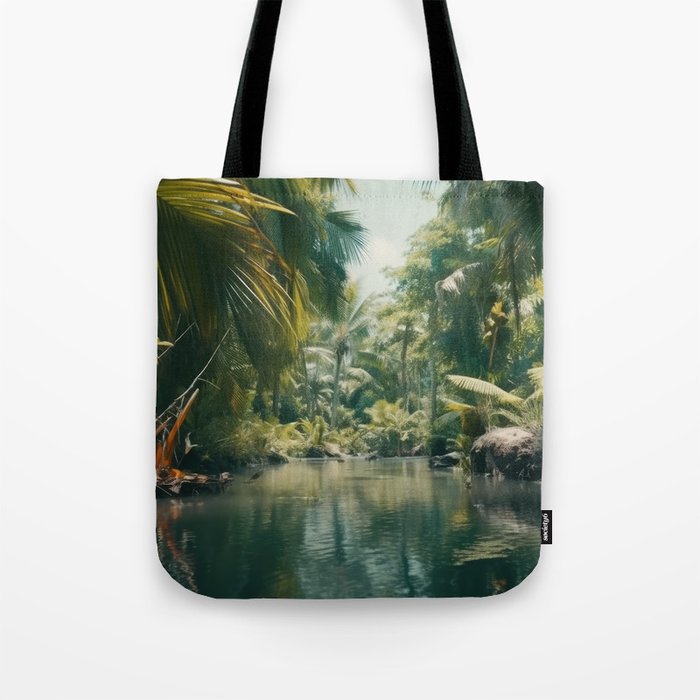 River Through A Tropical Jungle Tote Bag