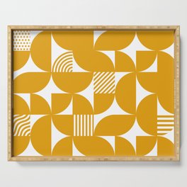 Mustard Mid Century Bauhaus Semi Circle Pattern Serving Tray