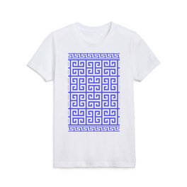 Greek Key (Azure & White Pattern) Kids T Shirt