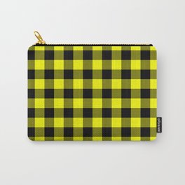 Bright Yellow and Black Lumberjack Buffalo Plaid Fabric Carry-All Pouch