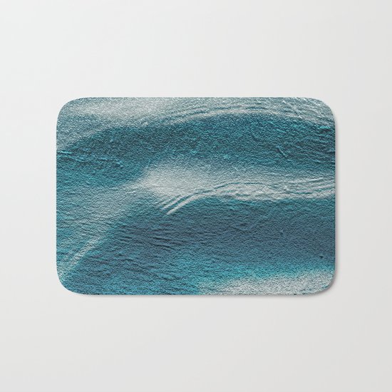 Blue silver waves on metal grunge look Bath Mat