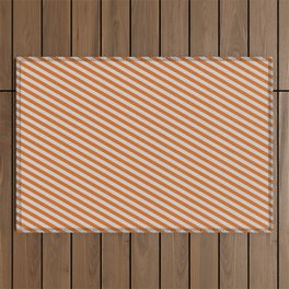 [ Thumbnail: Chocolate and Light Gray Colored Lines Pattern Outdoor Rug ]