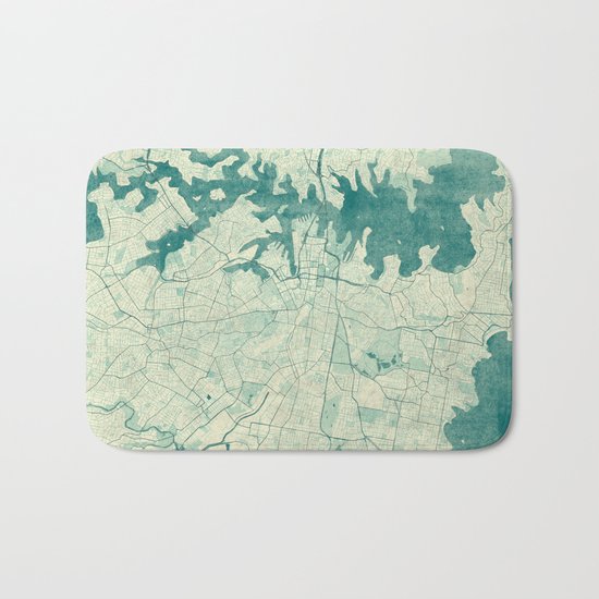 Sydney Map Blue Vintage Bath Mat