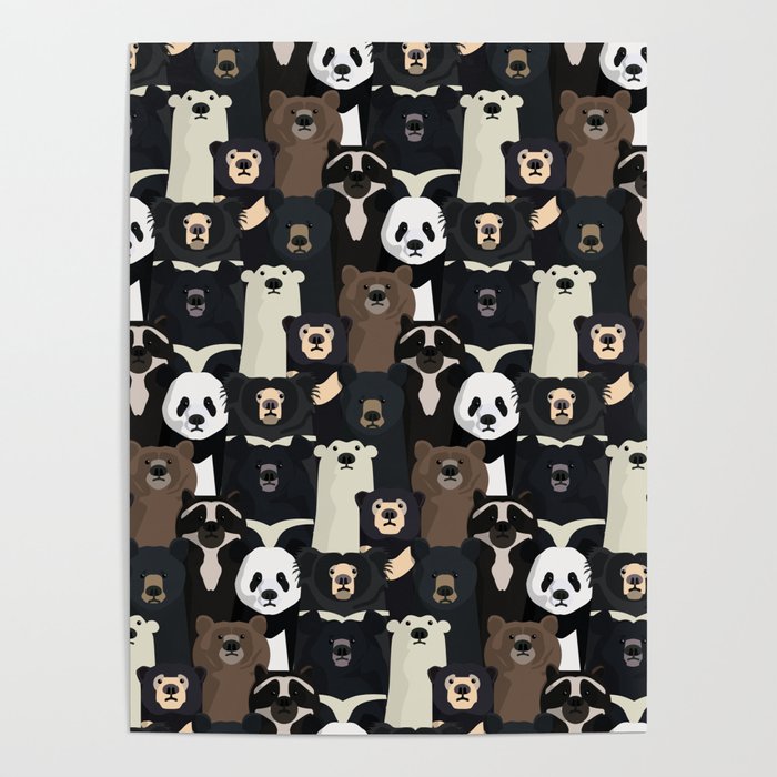 Bears of the world pattern Poster