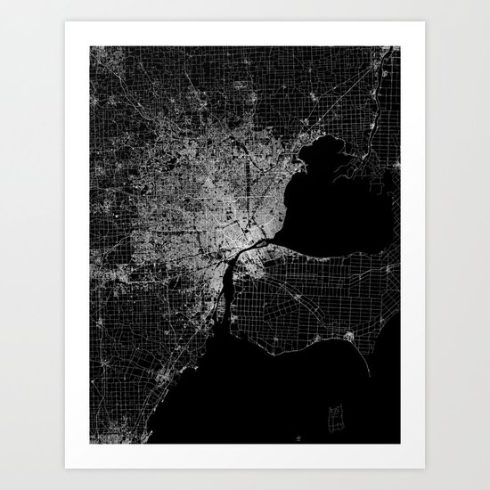 Detroit map Art Print