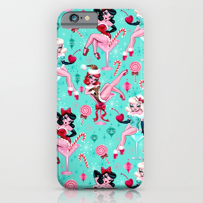 christmas candy martini pinup girls iphone case