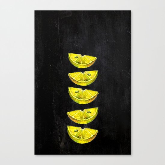 Lemon Slices Black Canvas Print