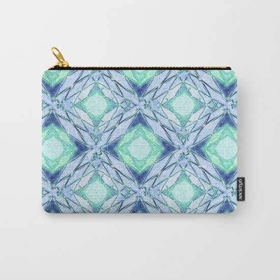 Abstract geometric pattern in blue, light blue,green, colours. Carry-All Pouch