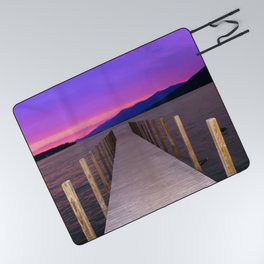 Adirondack Mountains Purple Sunset over Lake George New York Picnic Blanket