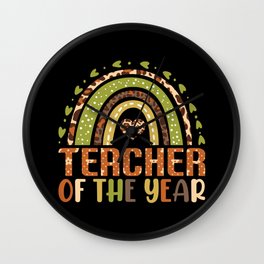 Teacher of the year rainbow Wall Clock