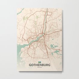 Gothenburg, Sweden - Vintage City Map Metal Print | Cityposter, Vintagecitymap, Se, Europemap, Vintagemap, Countrymap, Citymap, Eu, Town, Sweden 