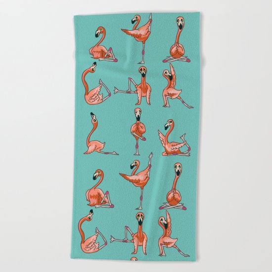 Flamingo Yoga Beach Towel