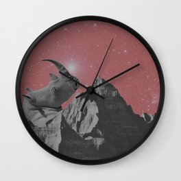 Rhino Mountain red Wall Clock