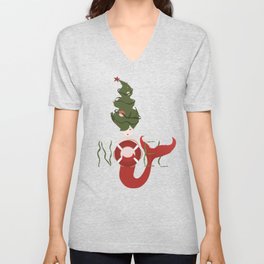 Christmas Mermaid Noel V Neck T Shirt