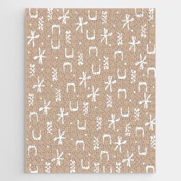 Organic Hieroglyph Abstract Pattern in Buff Camel Beige and White  Jigsaw Puzzle