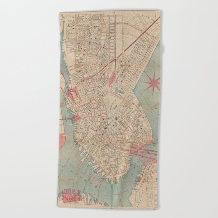 Vintage Map of Boston MA (1882) Beach Towel