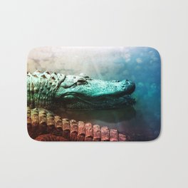 The Alligator that Wears the Rainbow Rays  Bath Mat | Animal, Nature, Digital, Photo 