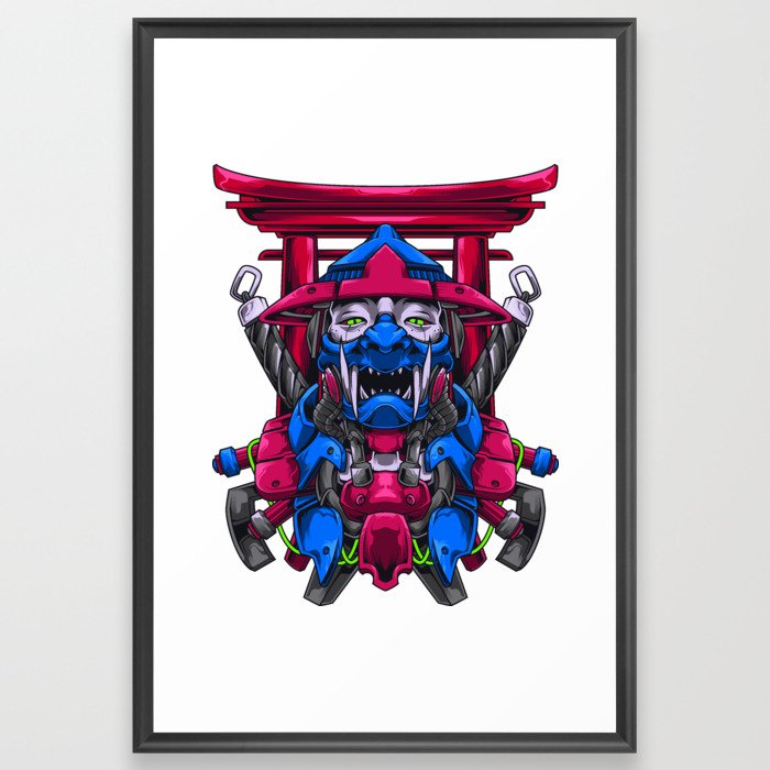 Oni Demon Cyberpunk Framed Art Print