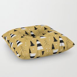 Christmas Pattern Yellow Tree Floor Pillow