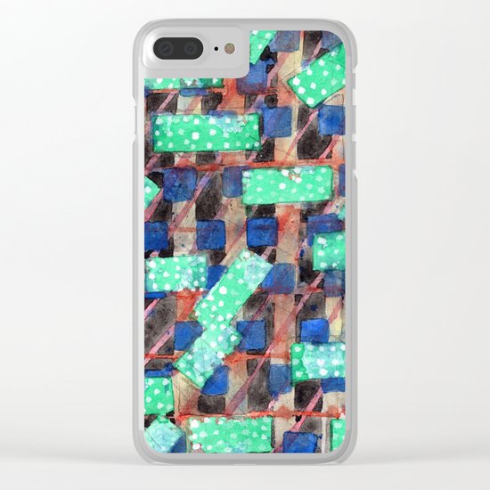 Dotted Green Rectangles on Top Pattern Clear iPhone Case