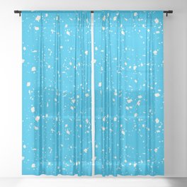 Turquoise Terrazzo Seamless Pattern Sheer Curtain