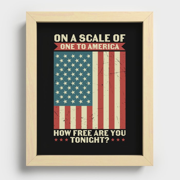Cool American Flag Independence Day Recessed Framed Print