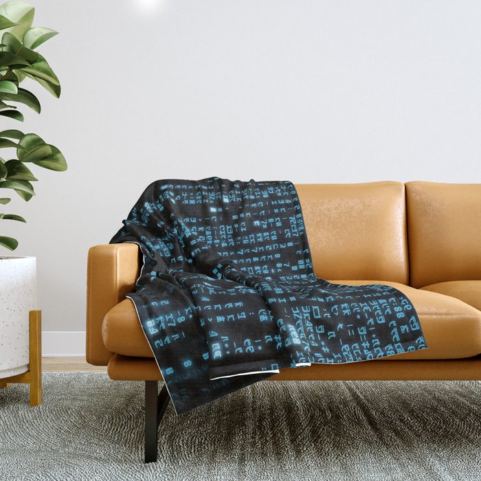 Matrix Binary Blue Code Throw Blanket