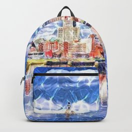 Providence Waterfront, Rhode Island landscape painting Backpack