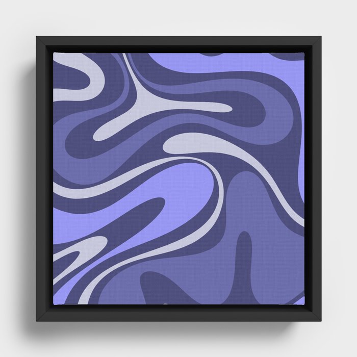 Retro Fantasy Swirl Abstract in Purple Periwinkle Lilac Lavender Tones Framed Canvas