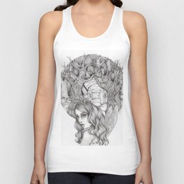 JennyMannoArt GRAPHITE DRAWING/FAIRIE Tank Top | Magica, Colored Pencil, Fairies, Whimsy, Fairyhome, Fairywings, Forest, Trees, Pencildrawing, Fairyring 