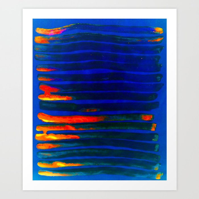 Midnight Blue Lava Lines, Our Earth Burn Marks Art Print