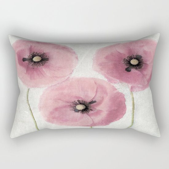 Pink Vintage Poppies II Rectangular Pillow