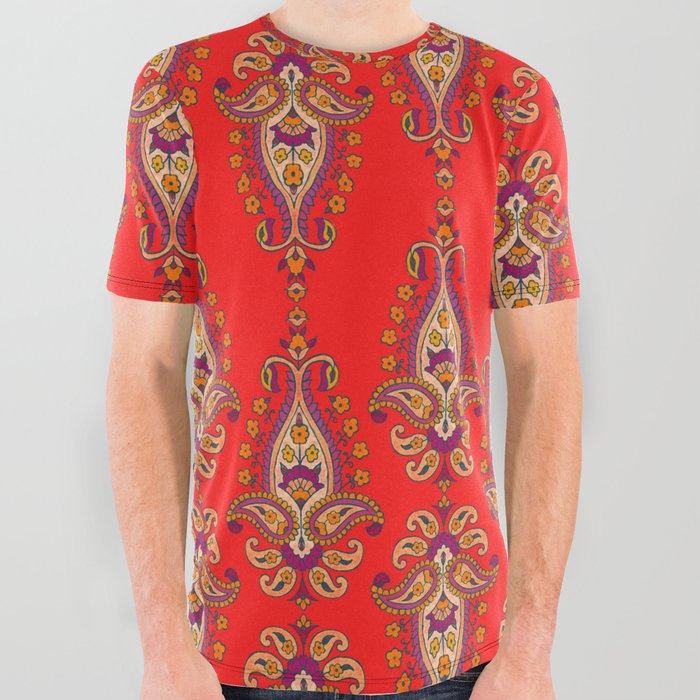 Red Pattern All Over Graphic Tee