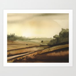 The Plains of Aria-Watercolor Landscape Painting Art Print