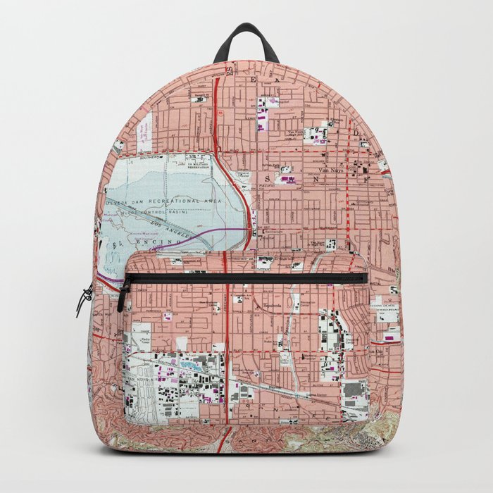 Vintage Map of Van Nuys California 1966 Backpack by BravuraMedia