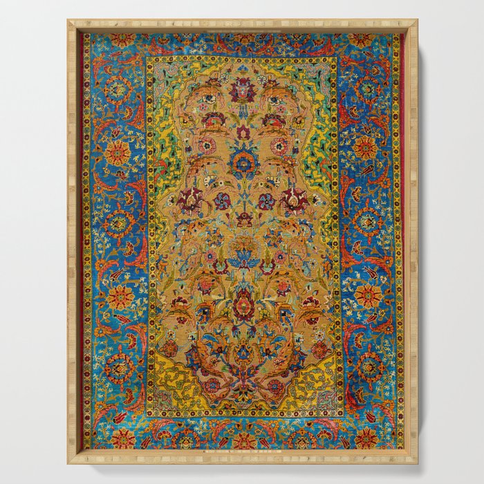 Hereke Vintage Persian Silk Rug Print Serving Tray