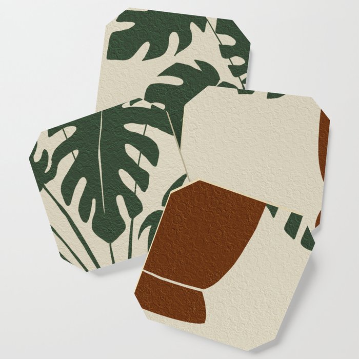 Monstera in Brown Pot Coaster