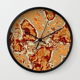 Red Orange Brown Marbled Mineral Stone Pattern Wall Clock