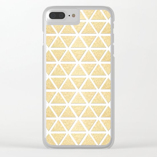 White and Gold Geometric Pattern 3 Clear iPhone Case