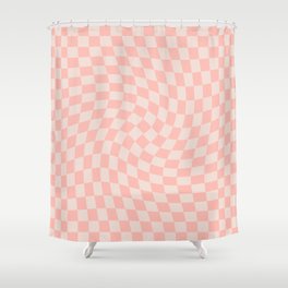 Check VII - Pink Twist — Checkerboard Print Shower Curtain