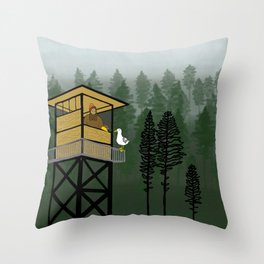 Mr Big & Gerry the Seagull from Flock of Gerrys Gerry Loves Seagulls by Seasons Kaz Sparks Throw Pillow | Taco, Trees, Nature, Seagull, Illustration, Firetower, Drawing, Illustrations, Forest, Drawings 