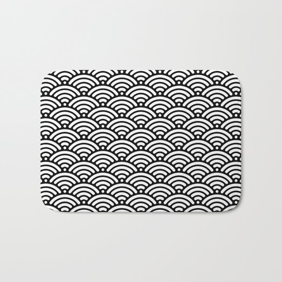 Black White Waves Bath Mat